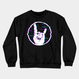 Glitch Sign of the Horns Sign Hand Rock and Metal Crewneck Sweatshirt